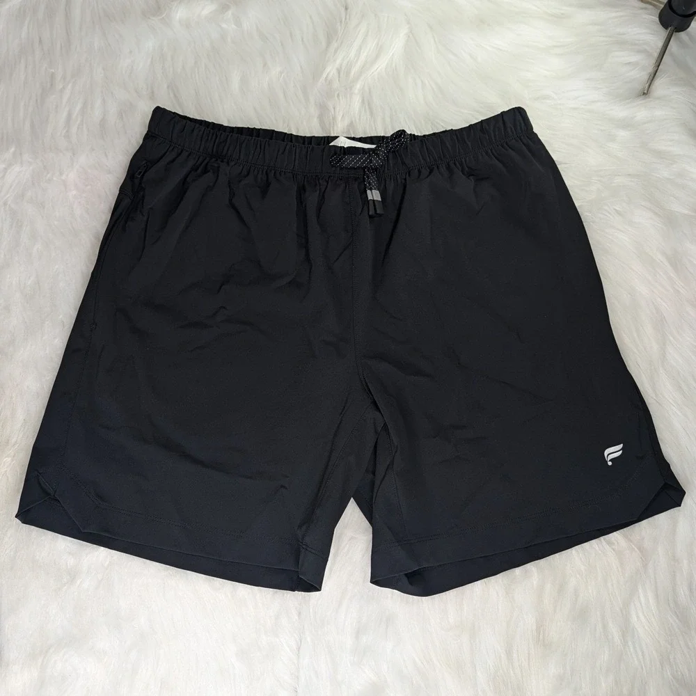 Fabletics Athletic Shorts Men Large Black 7 Inch Inseam Zipper Pocket SO2252189